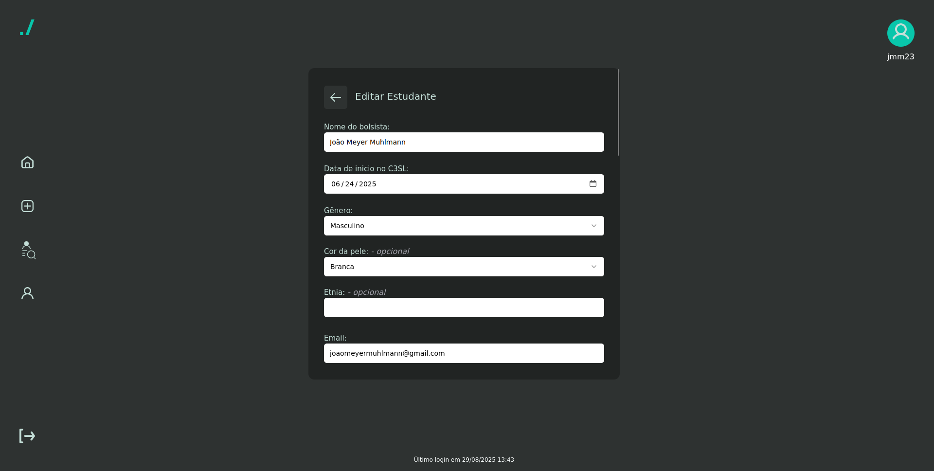 Exemplo — Editar Estudante